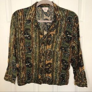 𝅺VINTAGE Button Down Collared Unique Printed Top